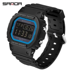 SANDA Luxury Military Sport Digital Men's Waterproof Watch with Alarm and Stopwatch (Black Blue)