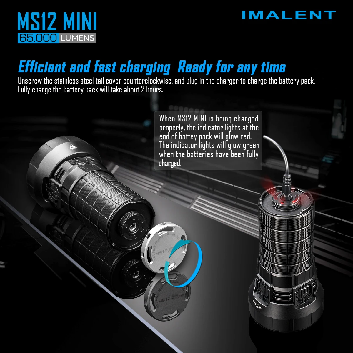 IMALENT MS12 MINI 65000 Lumens 1036 Meters Powerful Flashlight AC