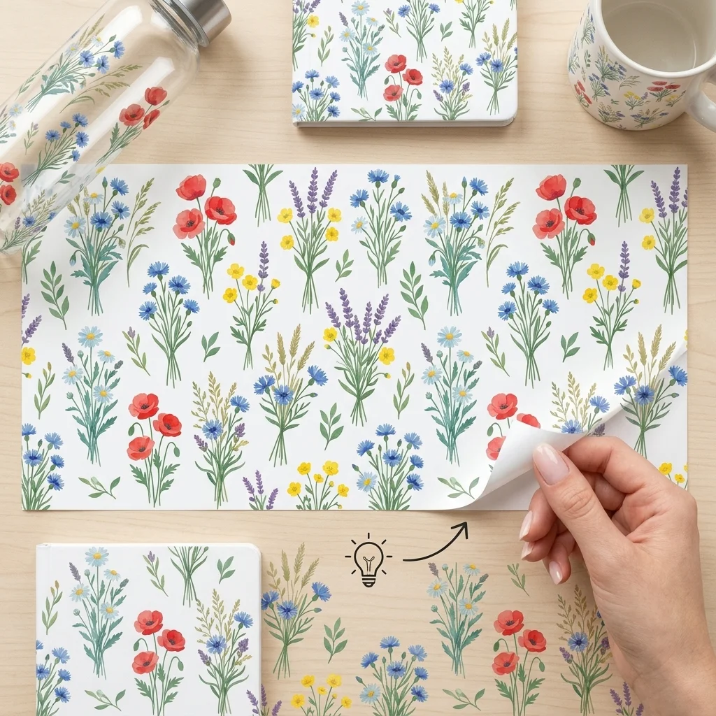 1pc Wildflower UV DTF 전송 스티커 16oz Libbey 유리 컵 용 방수 꽃무늬 데칼 DIY 영구 스티커
