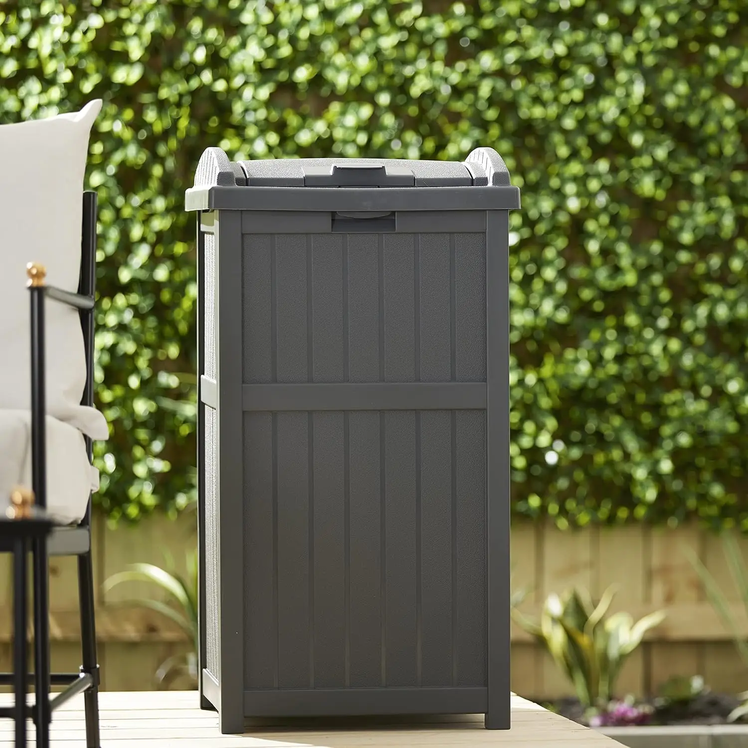 30 Gallon Capacity - Stylish Concealed Waste Storage for Patio, Backyard, Deck or Garden, Use 30-33 Gal. Garbage Can Liners