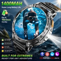 Nouvelle Montre Connectée Militaire d'Extérieur 2026 pour Hommes, Étanche 10 ATM, Moniteur de Fréquence Cardiaque, Lampe Torche LED, Appel Bluetooth, Montre de Fitness 1