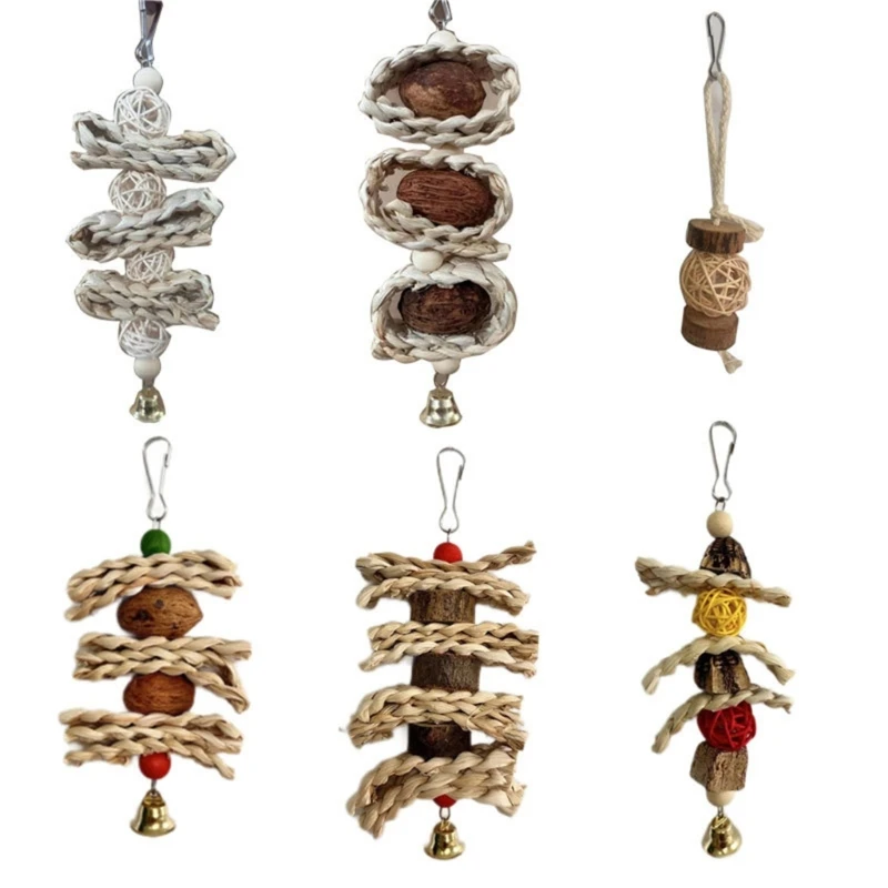 

6 шт., жевательный блок для попугаев, развлекательная игрушка для птиц, кукурузная шелуха, игрушка для зябликов, волнистых