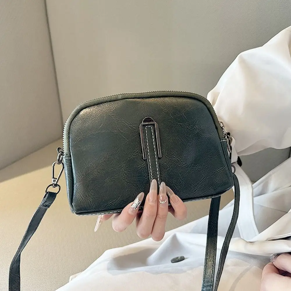 

Fashion PU Leather Crossbody Bag Retro Large Capacity Shell Bag Cellphone Bag Women