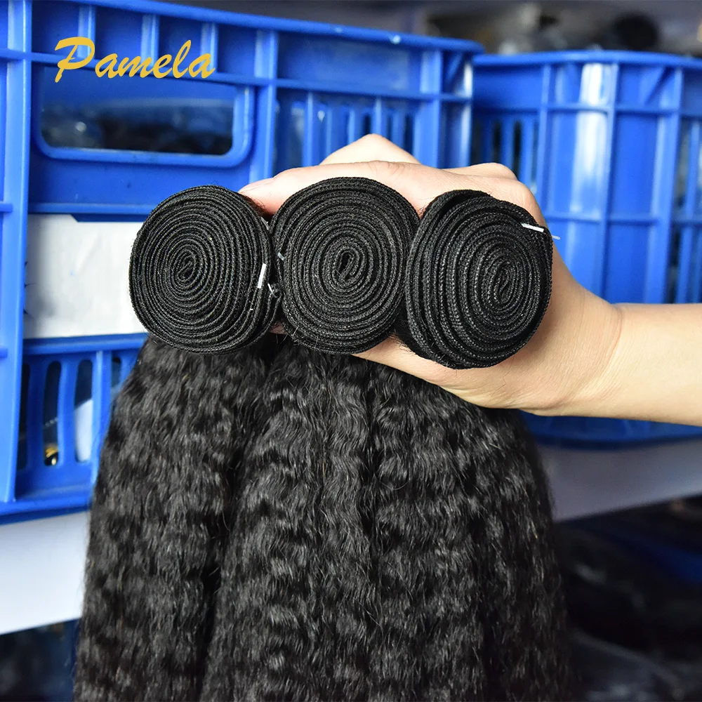 Kinky Straight Human Hair Bundles Brazilian Natural Color Yaki Straight Bundles Remy Virgin Hair Extensions Human Hair