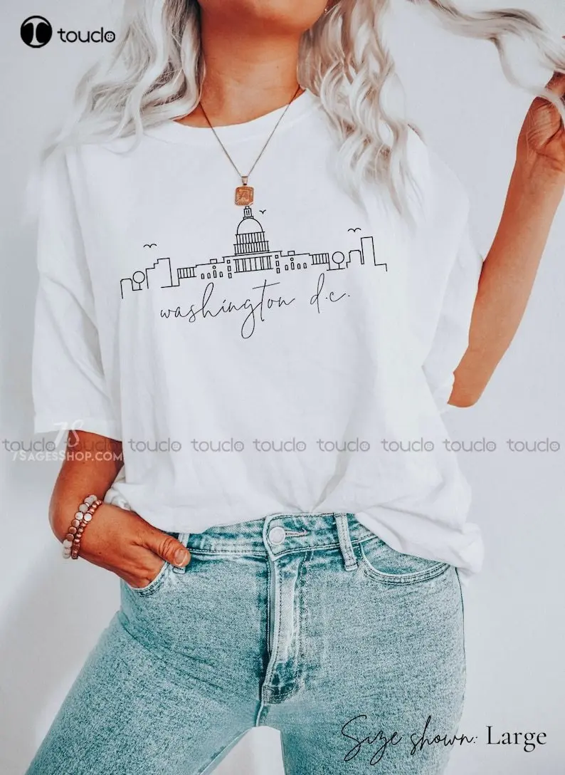 

Washington Dc Tshirt Shirt, Washington Dc Skyline, Cityscape Art, Soft Crewneck Tee O-Neck Streetwear Oversized Xs-5Xl