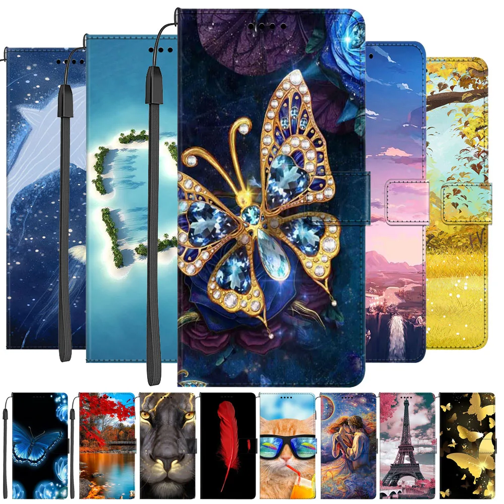 Luxurious Leather Wallet Flip Case with Card Slots and Butterfly Design – Premium Book Cover