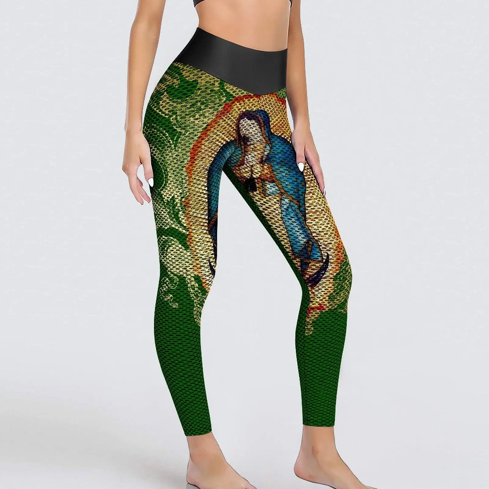 

Virgin Mary Mexico Leggings Sexy Our Lady of Guadalupe Push Up Yoga Pants Vintage Stretchy Leggins Female Work Out Sport Legging