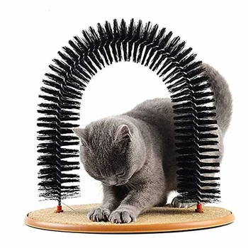 Cat Toy Arch Self Groome Pamper Feline with A Massage Grooming Rubbing Brush with Scratching Pad Toy for Cats Interactive Toys 5
