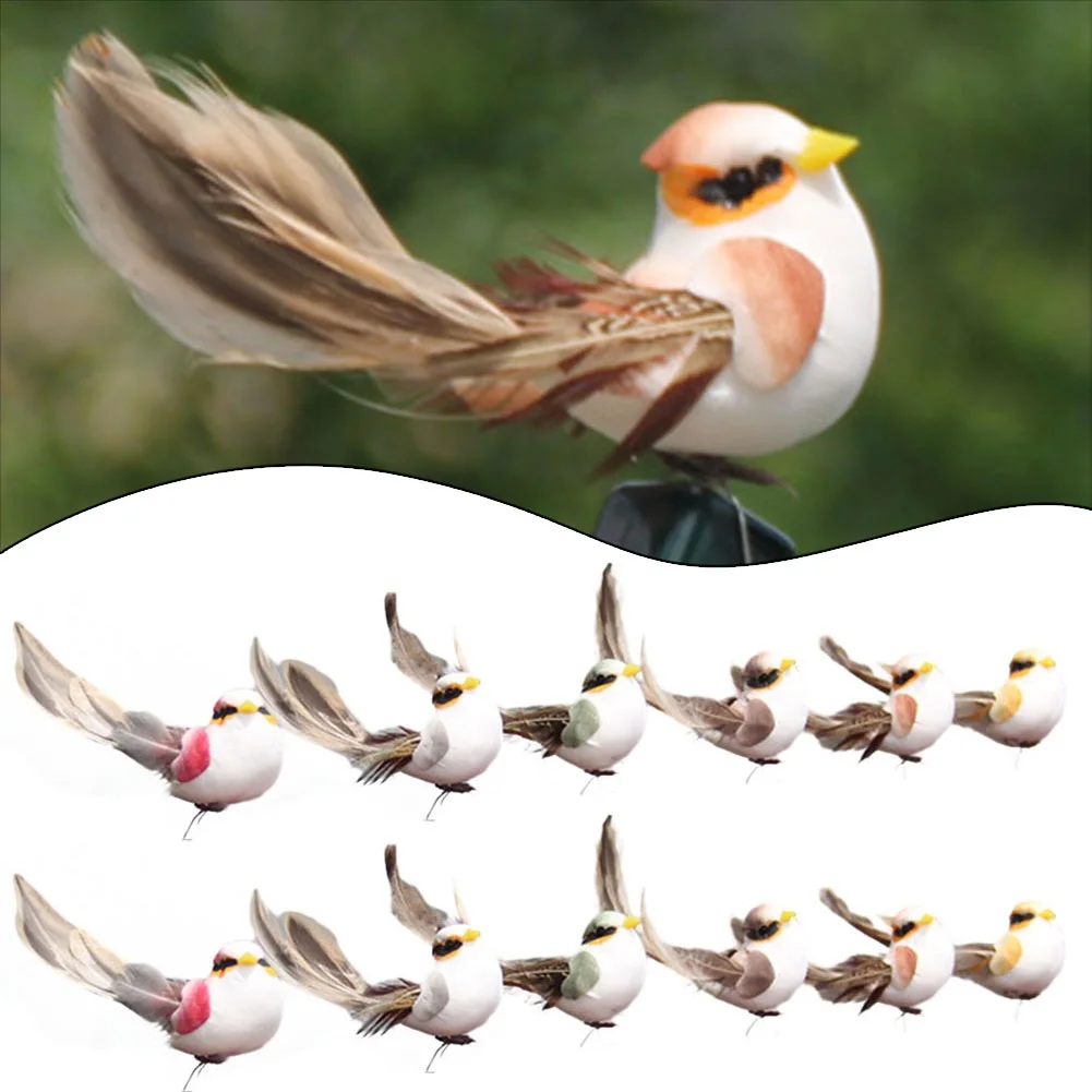 

12pcs Simulated Birds Artificial Birds Feather Wedding Ornament DIY Party Decora Simulated Foam Feather Bird Colorful Bird