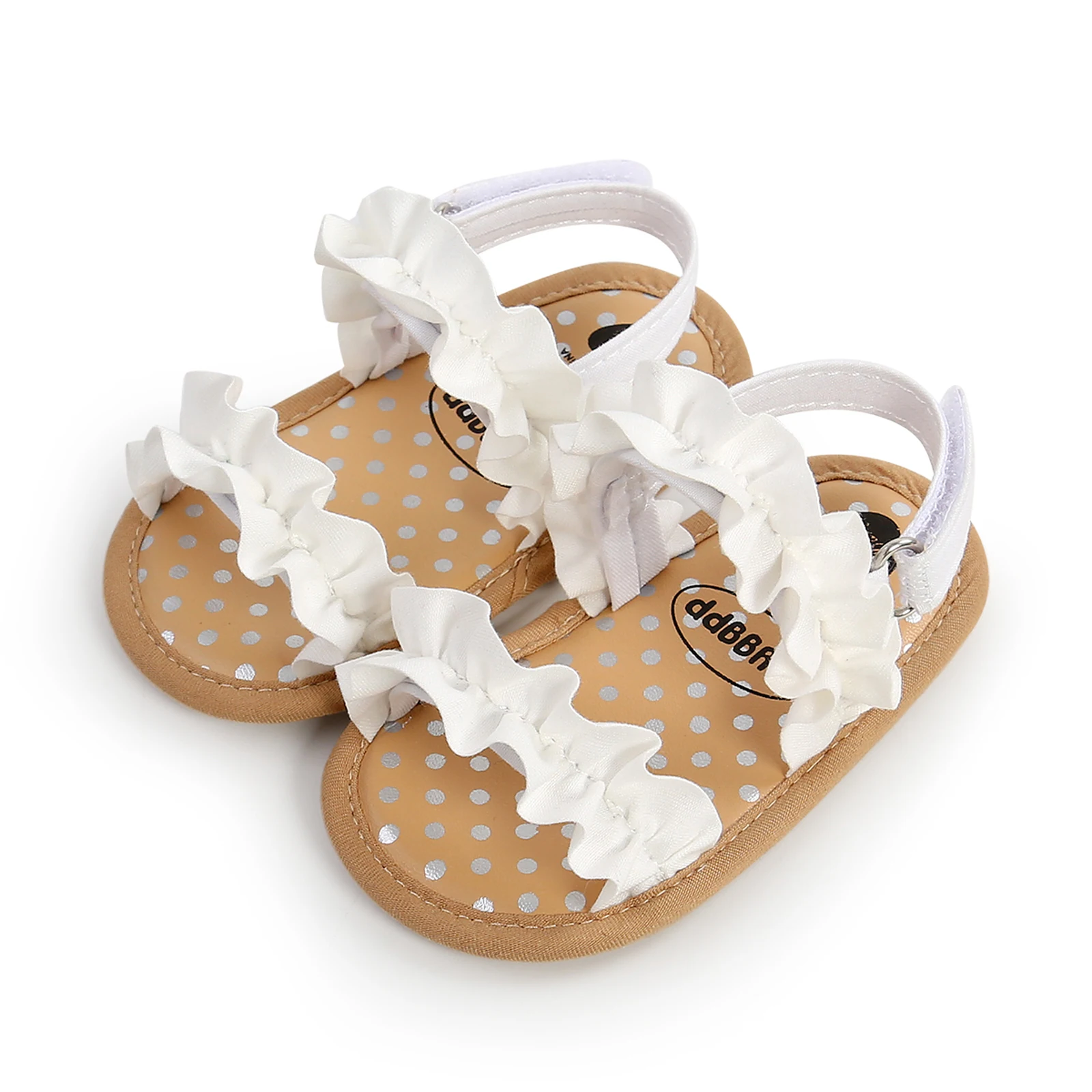 

Infant Baby Girl Shoes Toddler Flats Sandals Premium Soft Rubber Sole Anti-Slip Summer Flower Lace Crib First Walker Shoes