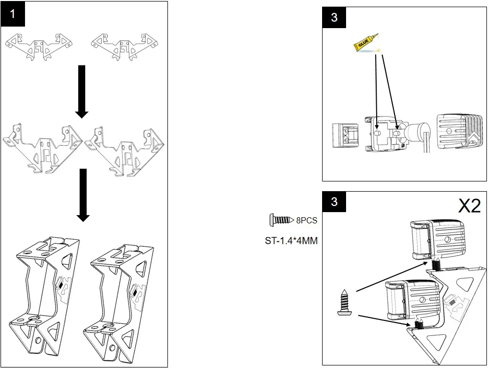 RC Car Light Kits Sidelight with Mount Holder LED Lamp Spotlight Set 1/10 1/12 Truck Rock Crawler Off-road