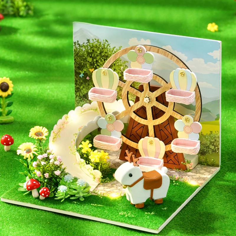 Wooden Miniature Dollhouse DIY Kit with Furniture - Princess Bedroom Decor & Toy Gift