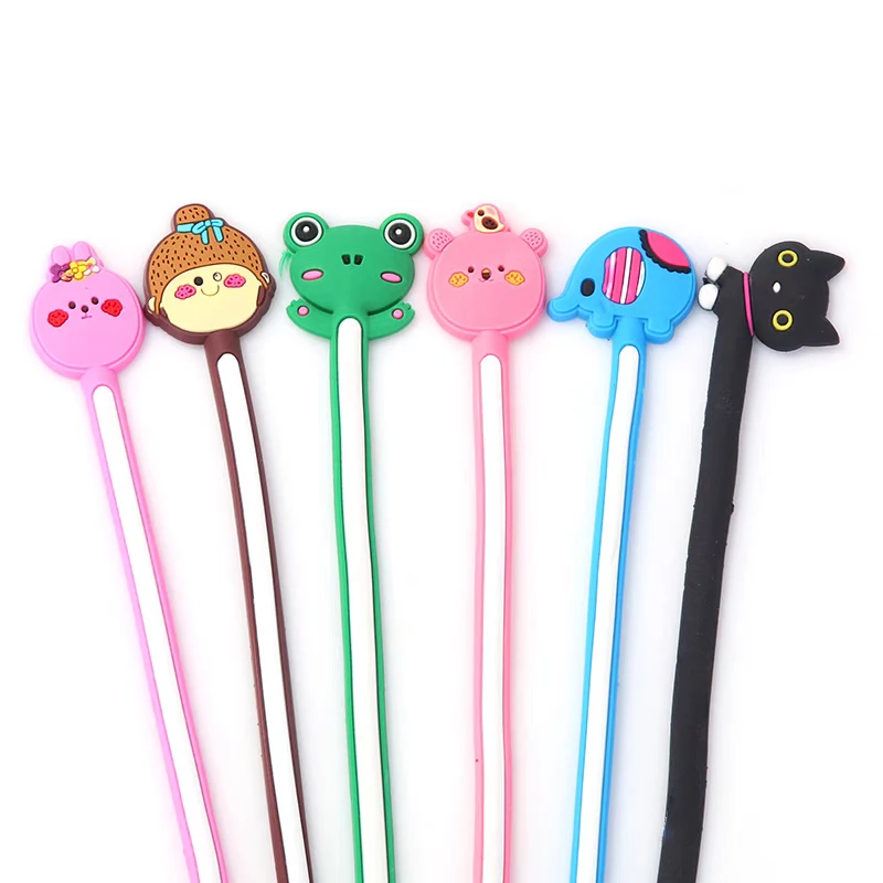 6pcs Korean fashion lovely Cute Cartoon Cable Long wire Winder Earbud Silicone Cable Cord Holder Organizer