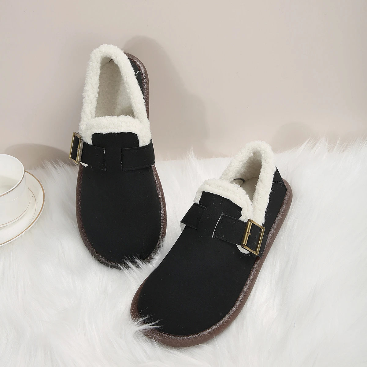 Women's boots Frosted suede soft soled plush ankle boots Autumn and winter fashion with a single plus-size women's shoes