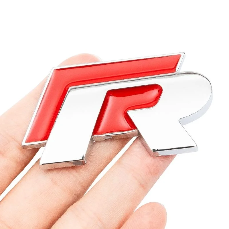 3D 메탈 R 로고 스티커 자동차 리어 트렁크 바디 엠블럼 스티커 (폭스바겐 골프 5 6 7 MK7 MK6 폴로 제타 시로코 비틀 파사트 티구안 용)