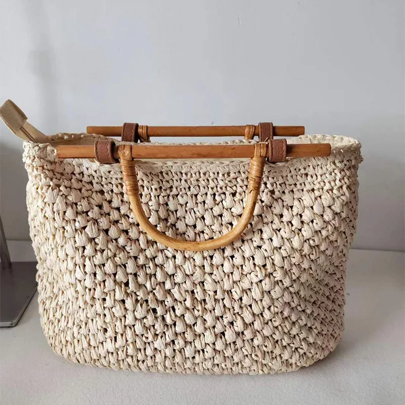 Fashion Women Summer Woven Shoulder Shopping Bag Female Beach Vacation Travel Rattan Knitted Casual Laarge Tote Handbags