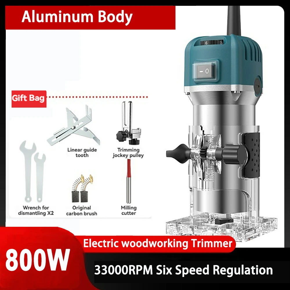 Electric Router Woodworking Trimmer Edge Milling Machine Wood Flush Milling Cutter for Wood Grinder Engraver Electric 220V
