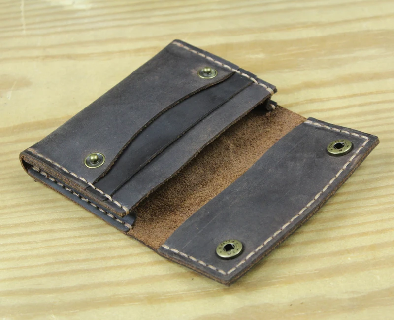 Luxury Handmade Crazy horse Genuine Leather Card Holder Men Card ID Holders Women Business Card Wallet Card Case Purse Bag Gift 5