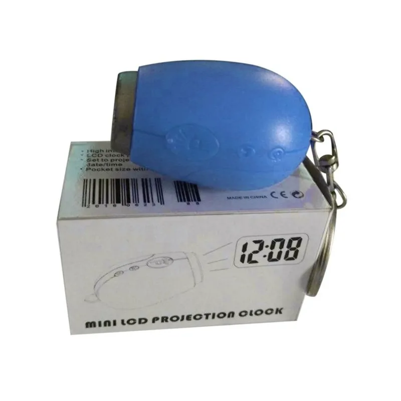 Mini Digital Projection Clock Portable LED Wall Ceiling Time Projection Watch Magic Night Light Electronic Clock key chain decor