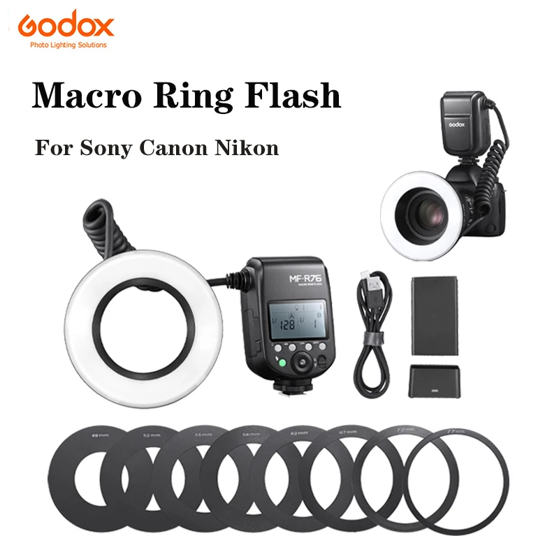 

Godox MF-R76 Macro Ring Flash RING76 5000K LED Ring Light Speedlite TTL Flash For Sony Canon Nikon Camera Photography light