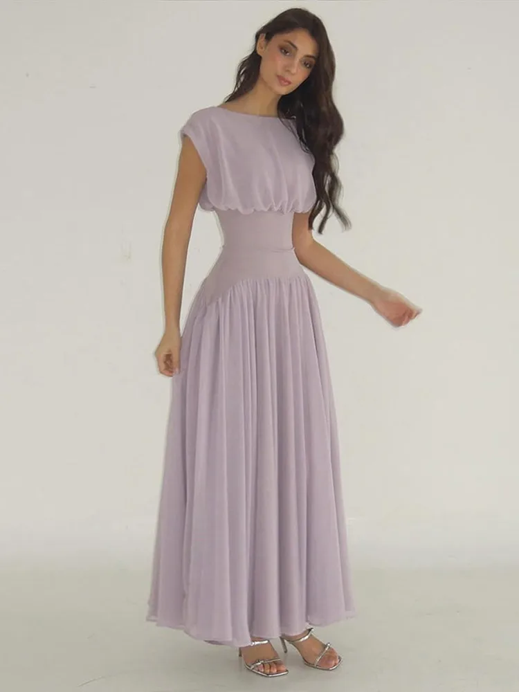 Elegant Chiffon A-Line Dresses Women O Neck Cap Sleeves Long Party Dress  2026 Summer Autumn Chic Ladies Evening Gowns - AliExpress 200000345