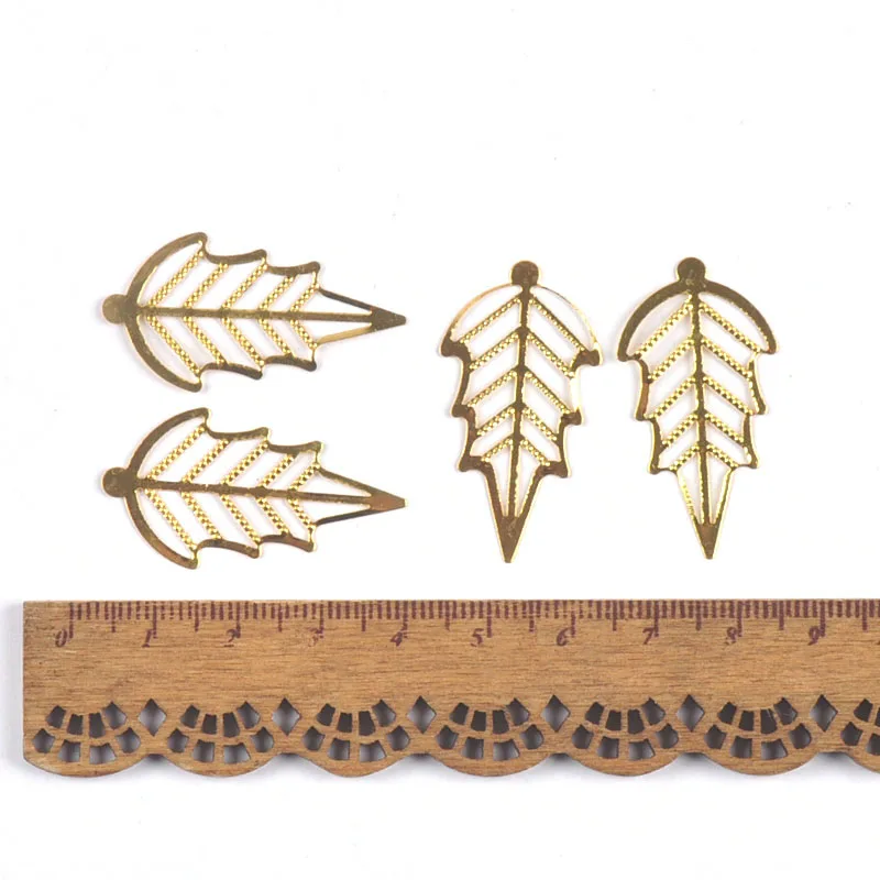 Resin Jewelry Accessories Mixed Gold Leaf Filigree Wraps Metal Crafts Connectors For Making Jewelry Accessories DIY Scrapbook Handicraft Home Decor
