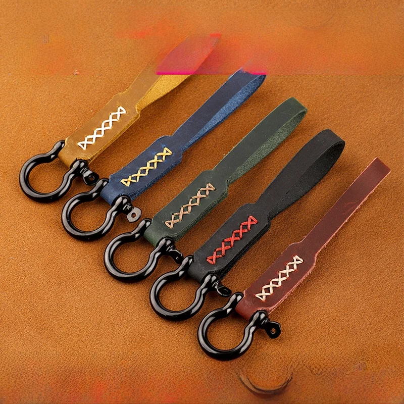 DIY 수제 가죽 제품 자동차 키체인 펜던트 반제품 키트 창의적인 천연 가죽 ..