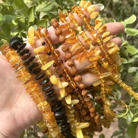 Natrural Genuine Amber Irregular Chip / Square / Round Beads Rought Size DIY Bracelet/Necklace For Jewelry Making 39cm 1