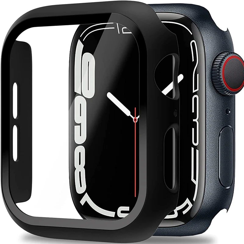 Vetro + Cover Per Apple Watch Case 8 7 6 Se 5 3 Iwatch Accessorie Screen Protector Apple Watch Serie 45Mm 41Mm 44Mm 40Mm 42Mm 38Mm