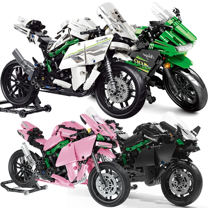 Motorcycle Building Blocks Kawasakied Set Bricks Toys Technic