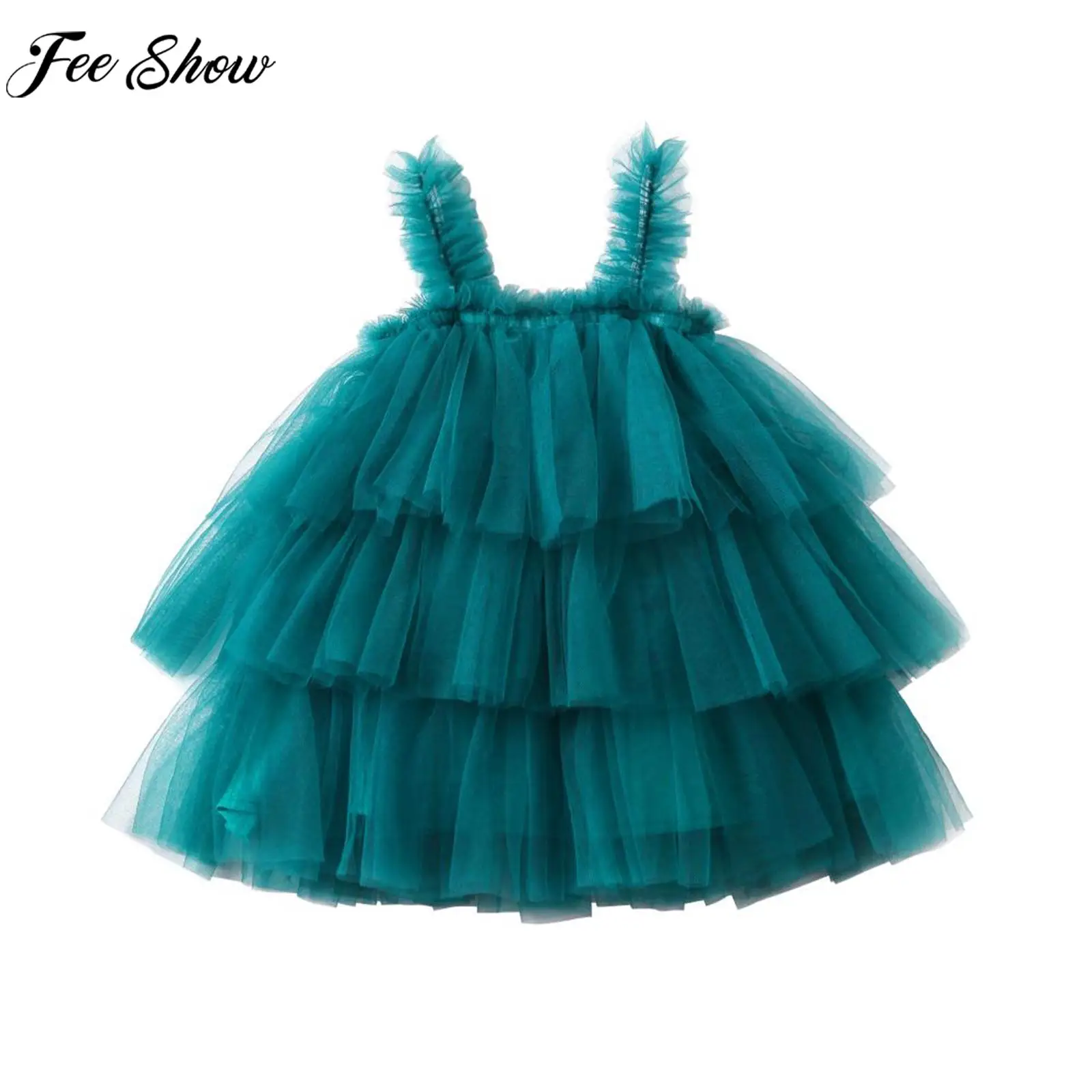 

Infant Girls Sweet Cute Princess Dress Christening Birthday Party Mesh Tutu Suspender Skirt Sleeveless Ruffle Tiered Sundress