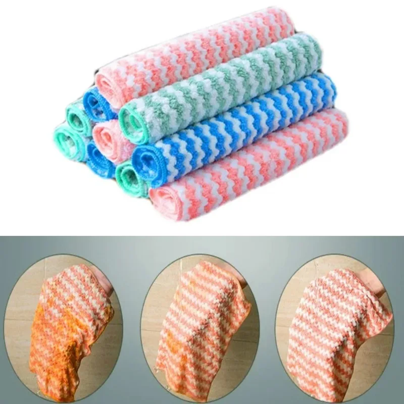 5Pcs Double-sided Cloth Kitchen Cleaning Cloth Absorbent Washing Cleaning Rags Does Kitchen Towels Accessories Clean Cloths