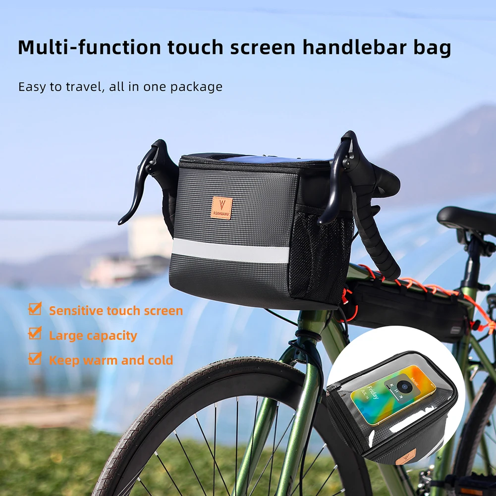 8LBicycleCoolerBagLargeCapacityTouchScreenBikeFrontStorage