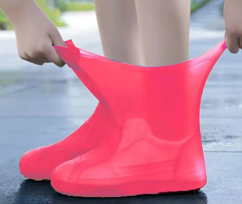 รูปสินค้า 1คู่รองเท้าบู๊ท overshoes สำหรับการใช้งานกลางแจ้งรองเท้ากันน้ำซิลิโคนฝาครอบรองเท้าในวันฝนตกนำมาใช้ใหม่ได้ไม่ลื่นฝน