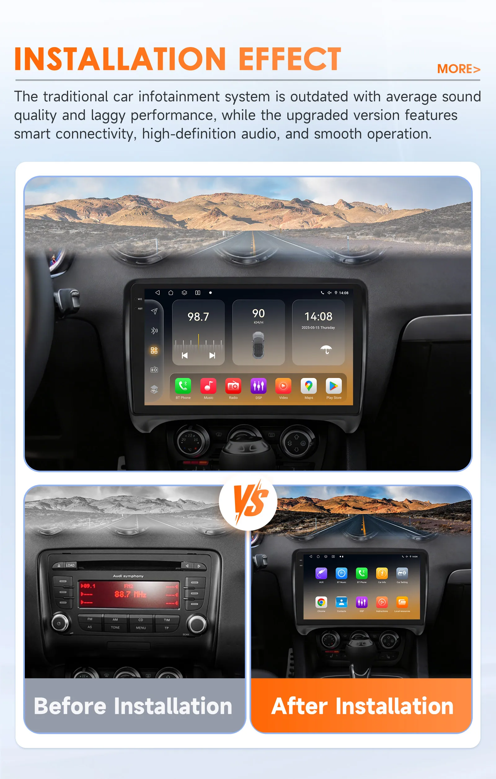 6115 8-Kern Carplay Android 14 Autoradio für Audi TT MK2 8J 2006 - 2014 Multimedia-Player GPS 360 Kamera Bildschirm 9 Zoll 2DIN Autoradio – Detail 4
