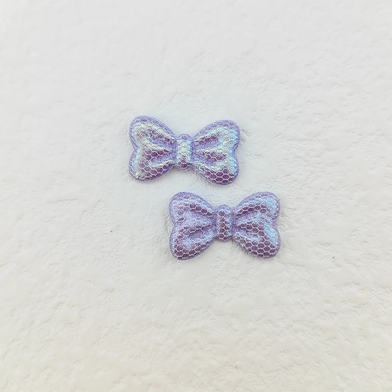 100Pcs 2X1,2 CM Glänzenden Bowknot Applique Padded Patches Für Kleidung Hut Handwerk Nähen Liefert DIY Headwear Haar clips Bogen Decor – Detail 4