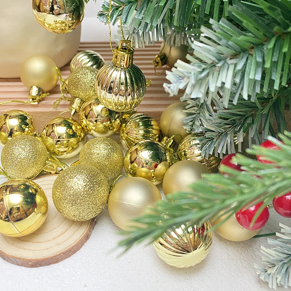 

24PCS Christmas Balls 3cm Electroplated Glossy Shaped Balls Xmas Tree Baubles Pendant Party Wedding Ornament Decoration Set