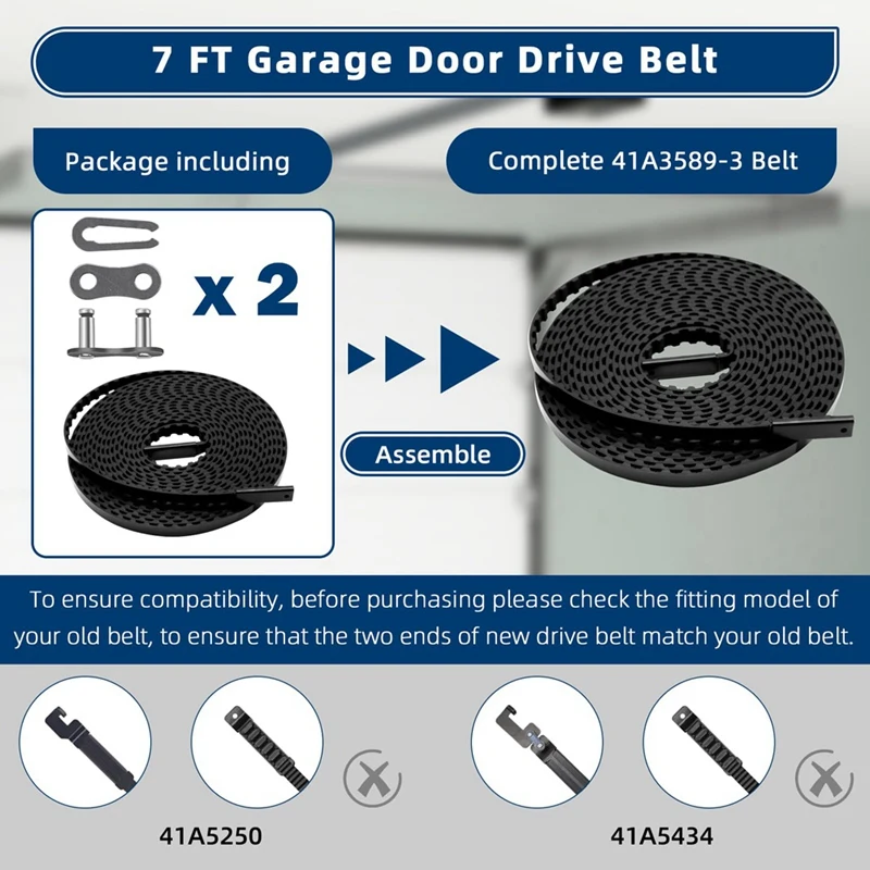 41A3589-3 41A3589‑12 Drive Belt For 7 Ft High Garage Door, 233 Inches Belt Assembly For Garage Door Opener 5