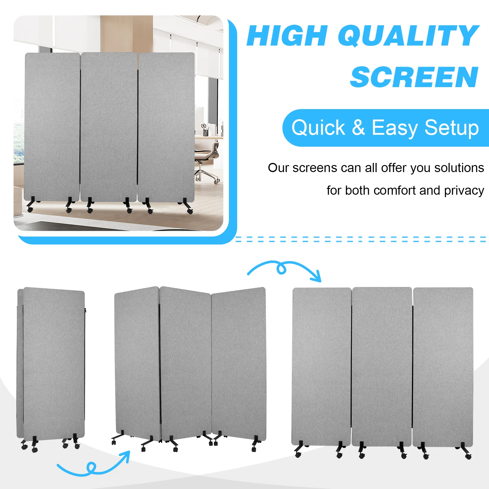 Portable Folding Partition Screens for Office Privacy
