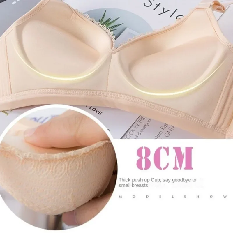 

Summer Thickened Bra with An Extra Thickness of 8cm, Gathered Flat Bra with Extra Thickness and No Steel Ring, Sexy Upper