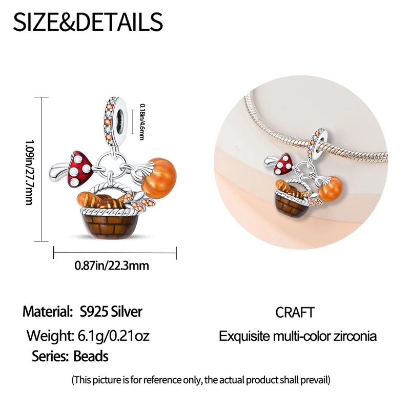 925 Silber Farbe Mode Eichhörnchen Ahornblatt Honig Herbst Serie Charms Bead Fit 3mm 925 Original Armbänder Feine DIY schmuck – Detail 20