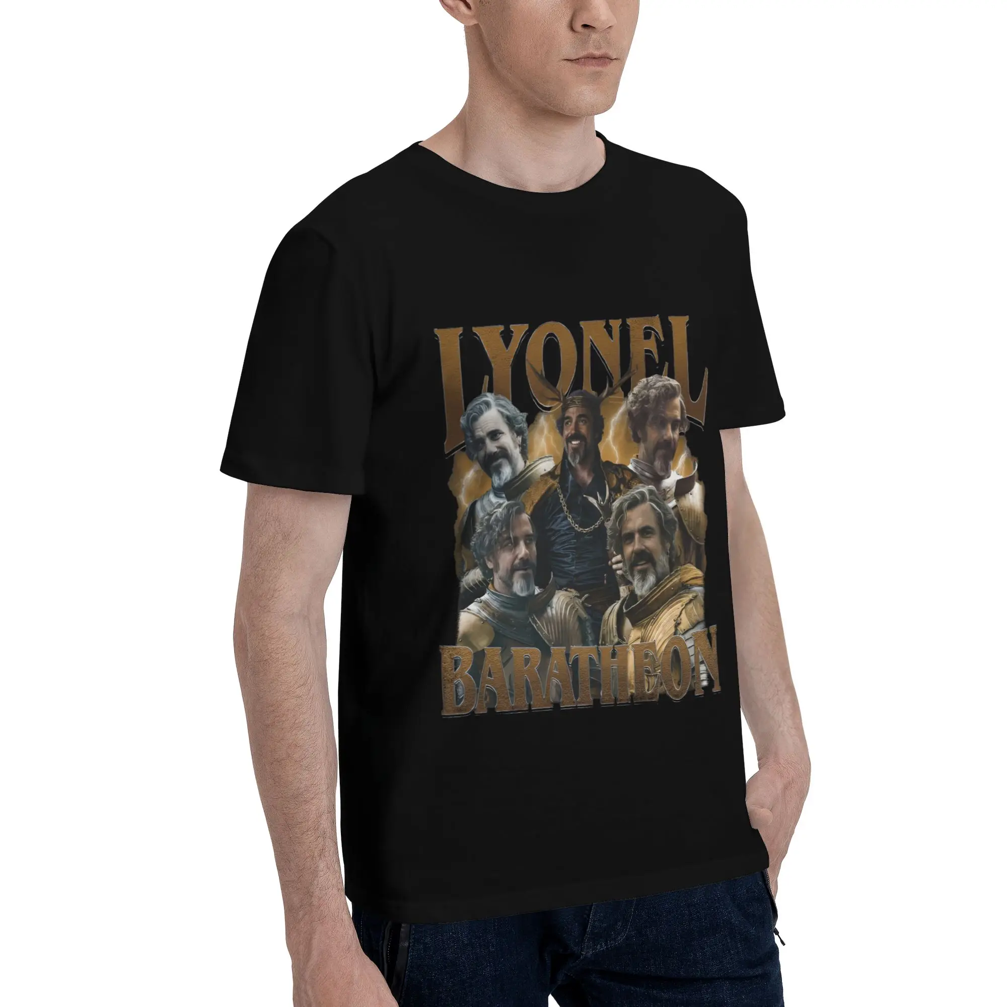 남성 여성 그래픽 인쇄 Lyonel Baratheon 일곱 왕국의 기사 티셔츠 티셔츠 순수 코튼 티셔츠 의류