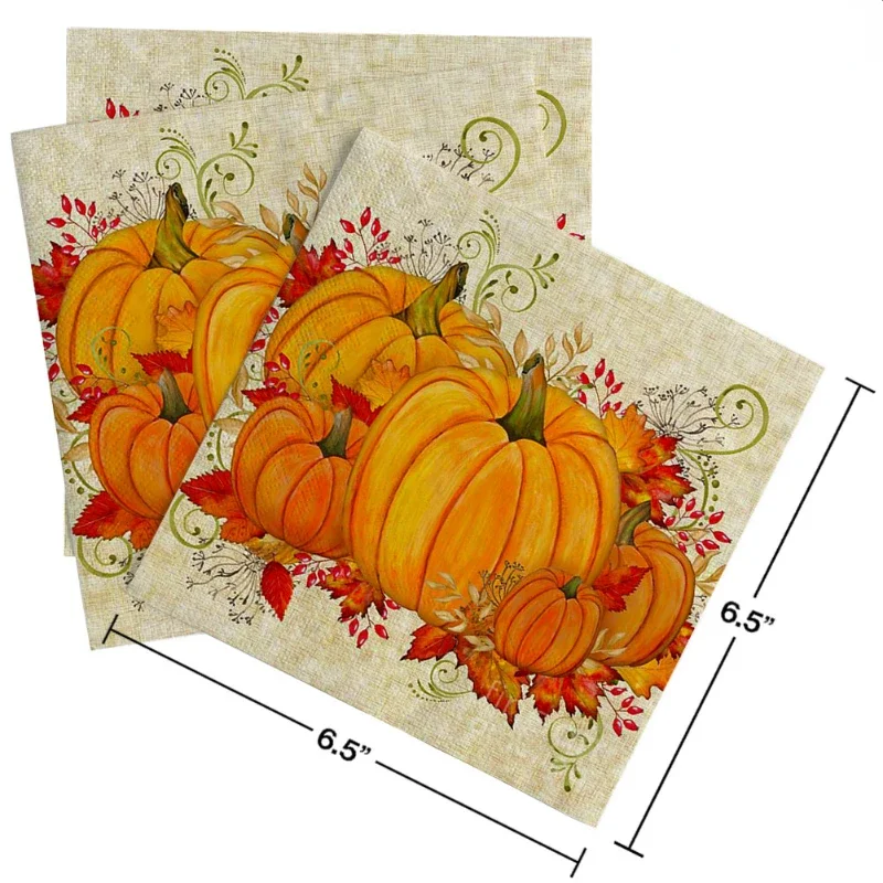 Fragrance Free Tissue Paper Festive Halloween Party Pumpkin Colourful Food Grade Printed Tissue Paper 33 Napkins 10/20pcs Paper Napkins Tissue Paper Decoration