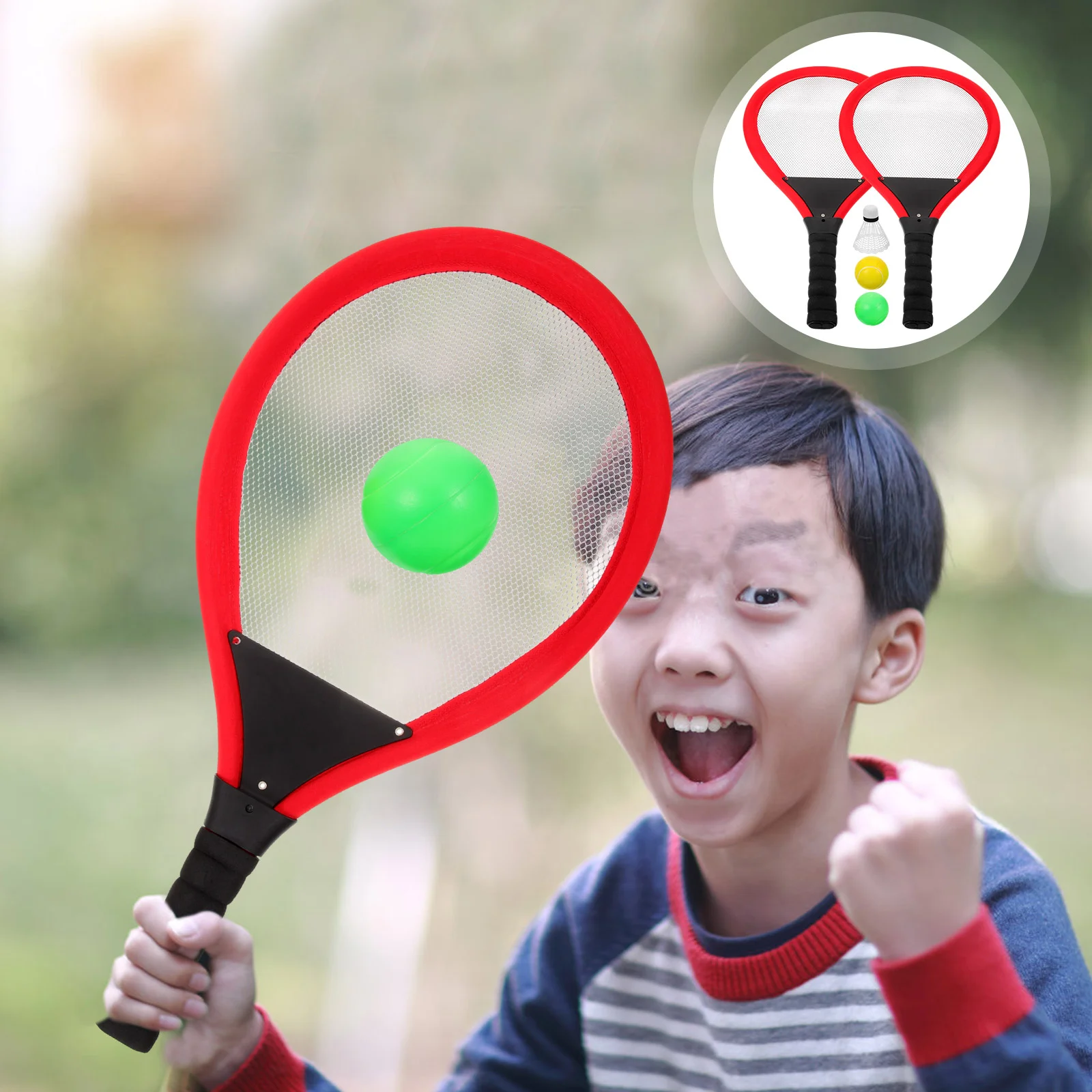 

Toys Outdoor Sports Tennis Racket Plastic (red Two Pack) Badminton Rackets for Kids Ball Athletic Playthings Parent-child