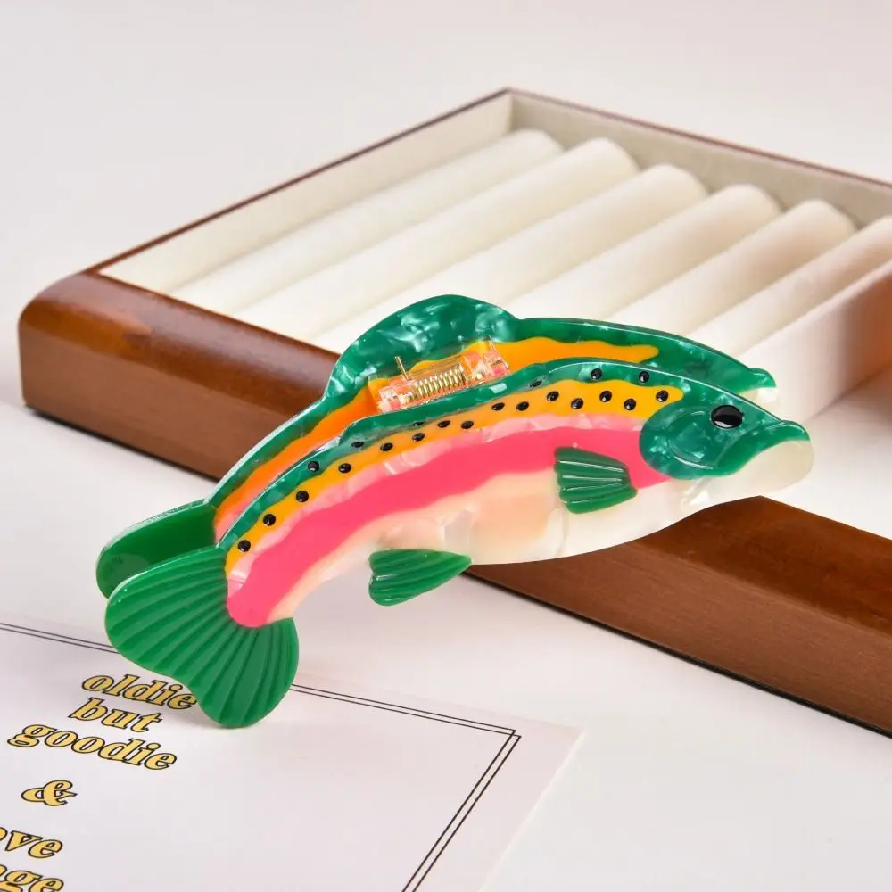 Neueste Große Frische Forelle Haar Klaue Bunte Cartoon Fisch Haar Klaue Clips Dopamin Acetat Haar Zubehör Frauen Mädchen – Detail 7