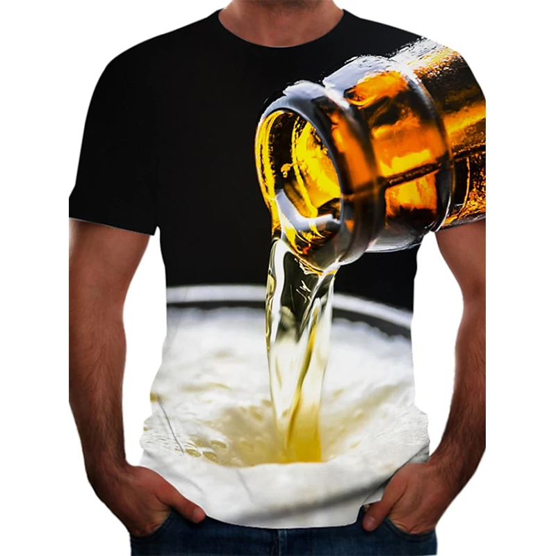Funny Beer Graphics 3D Print Short Sleeve T Shirts