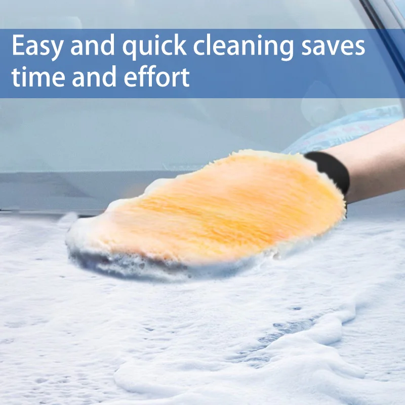 SEAMETAL Waterproof Car Wash Microfiber Gloves Soft Thickened Wool Plush Car Cleaning Mitt Double-faced Glove Car Wash Supplies 3