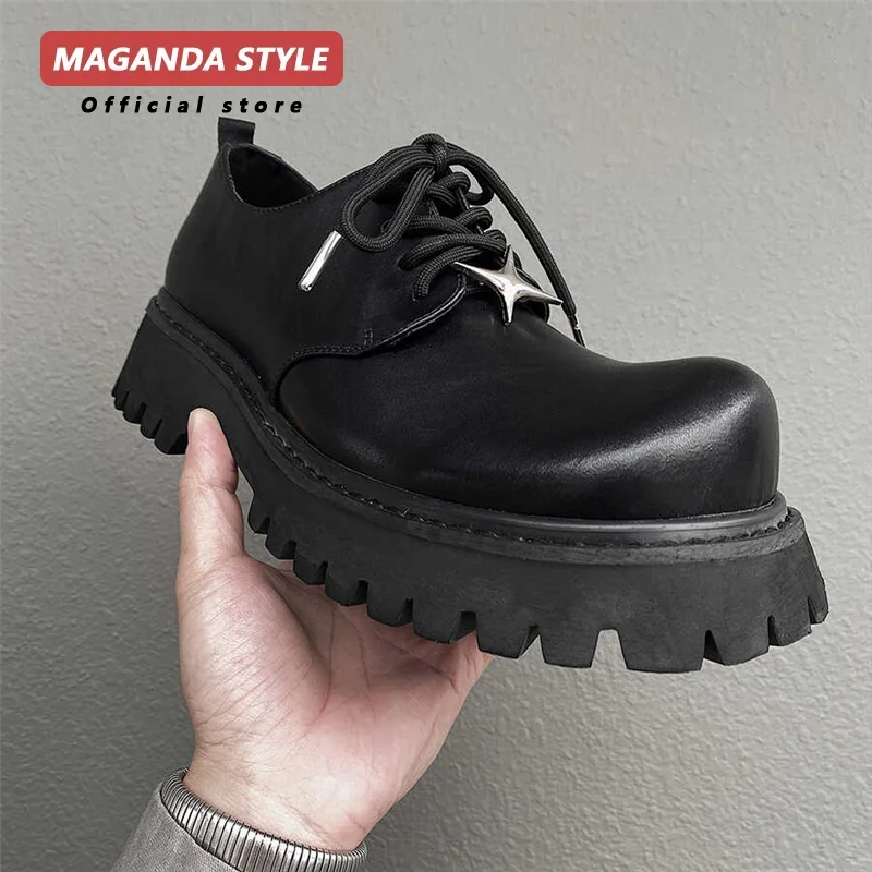 Design Star Cleanfit Derby Shoes for Men IG Trendy Irregular Head Thick Bottom Casual Commuter Leather Shoes 6