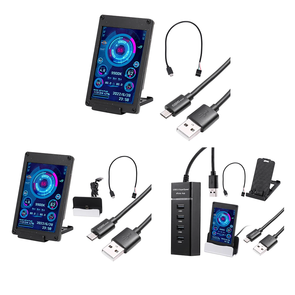 Dual USB Acrylic Computer Display 3.5 Inch IPS Screen Monitoring Display CPU GPU RAM 4PIN 2.54 Pin To USB Male for Windows Linux