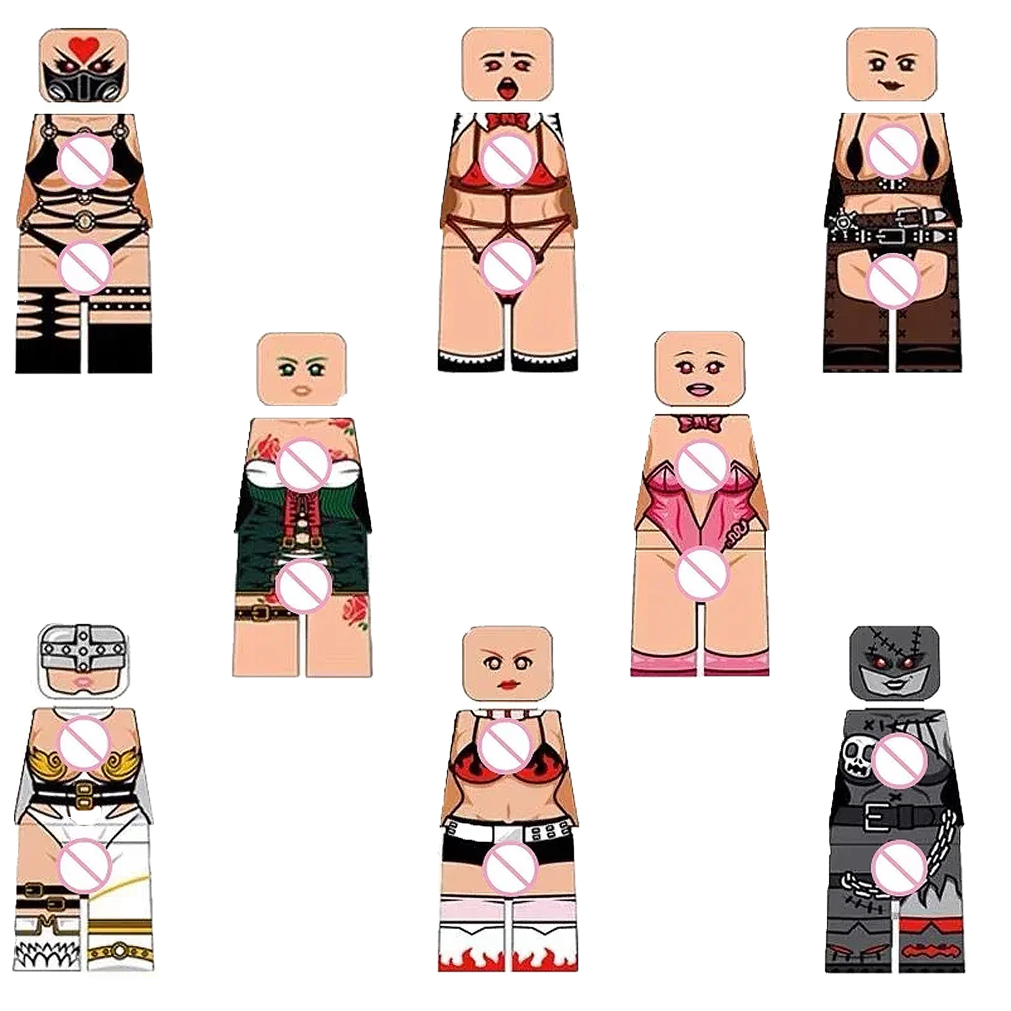 BDSM Sexy Girls Exotic Dancers Naked Strippers Bunny Girls Angels Beach Beauties Sirens MOC Cosplay Figures Bricks Toys